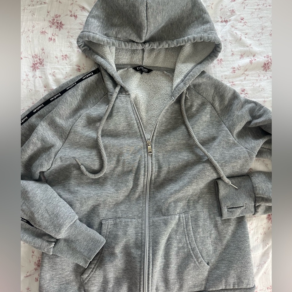 Women’s Bebe Zip up Grey long sleeve sweatshirt